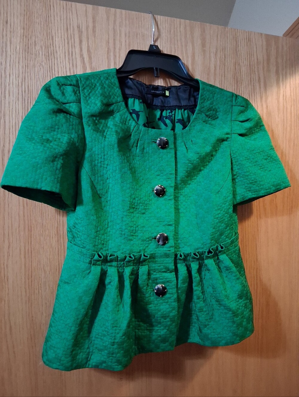 vintage blazer jacket blouse from Leifsdottir, textued, Flying Bird Lining, Xs